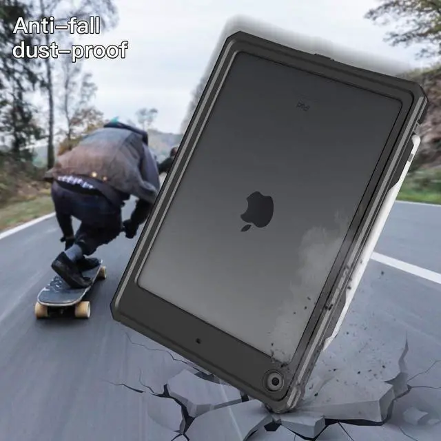 Alt view image 3 of 7 - Waterproof Case For iPad 10.2 inch 9th 8th 7th Generation / iPad 10.2 2021/2020/2019 ,ShockProof Bumper Full-Body Protective Cover with Built-in Screen Protector  /Shoulder Strap/Stand/Pencil Holder
