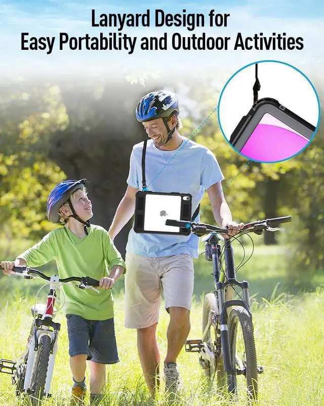 Alt view image 7 of 7 - iPad 10th Generation 10.9 inch 2022 Waterproof Case, Full-Body Heavy Duty Shockproof Protective Cover with Built-in Screen Protector, Pencil Holder, Kickstand, Hand/Shoulder Strap