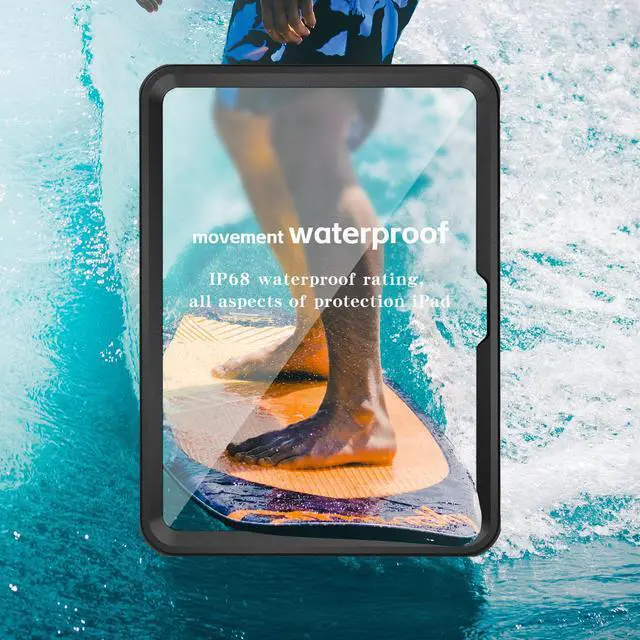 Alt view image 2 of 7 - Waterproof Case for iPad 10th Generation 10.9 inch 2022, Shockproof Drop Proof Protective Cover High Touch Sensitivity with Shouder Strap,Built-in Screen Protector