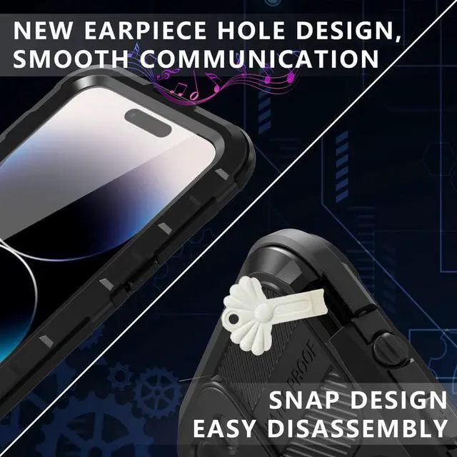 Alt view image 4 of 7 - iPhone 14 Pro Max Waterproof Case, MagSafe Compatible, Built-in Screen Protector IP68 Underwater Dustproof 360 Full Body Shockproof Protective Cover for iPhone 14 Pro Max