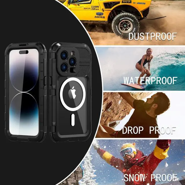 Alt view image 7 of 7 - iPhone 14 Pro Max Waterproof Case, MagSafe Compatible, Built-in Screen Protector IP68 Underwater Dustproof 360 Full Body Shockproof Protective Cover for iPhone 14 Pro Max