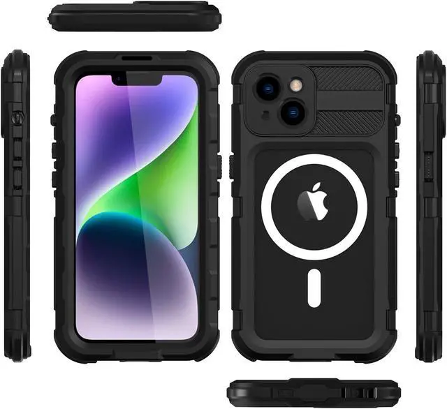 Alt view image 3 of 7 - iPhone 14 Plus 6.7 inch Waterproof Case, MagSafe Compatible, Built-in Screen Protector IP68 Underwater Dustproof 360 Full Body Shockproof Protective Cover