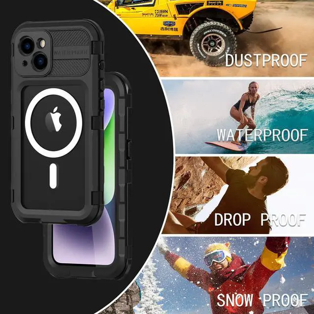 Alt view image 4 of 7 - iPhone 14 Plus 6.7 inch Waterproof Case, MagSafe Compatible, Built-in Screen Protector IP68 Underwater Dustproof 360 Full Body Shockproof Protective Cover