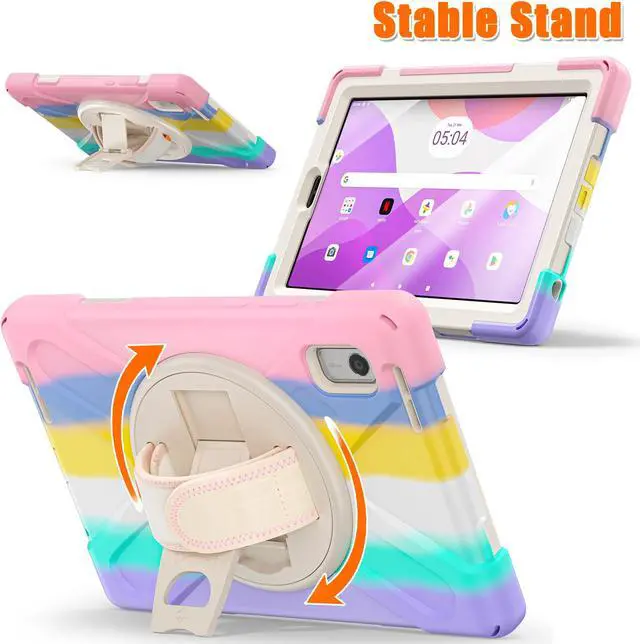 Alt view image 2 of 7 - Case For Lenovo Tab M9 2023 9 inch Model TB-310XU / TB-310FU, Military Grade Shockproof Rugged Protective Cover with Pencil Holder, 360° Rotatable Stand, Hand/Shoulder Strap Red