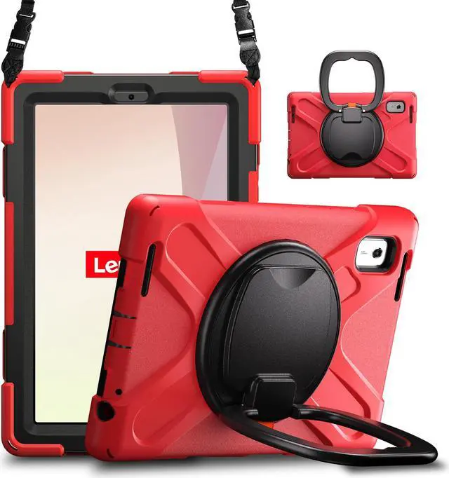 Main image of Protective Case for Lenovo Tab M9 2023 9 inch Model TB310XU / TB310FU with Pencil Holder Kickstand Hand Strap and Shoulder Strap, Rugged Shockproof Cover Red