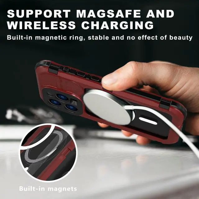 Alt view image 4 of 7 - iPhone 14 Pro Waterproof Case, MagSafe Compatible, Built-in Screen Protector IP68 Underwater Dustproof 360 Full Body Shockproof Protective Cover for iPhone 14 Pro 6.1 inch 2022 Red