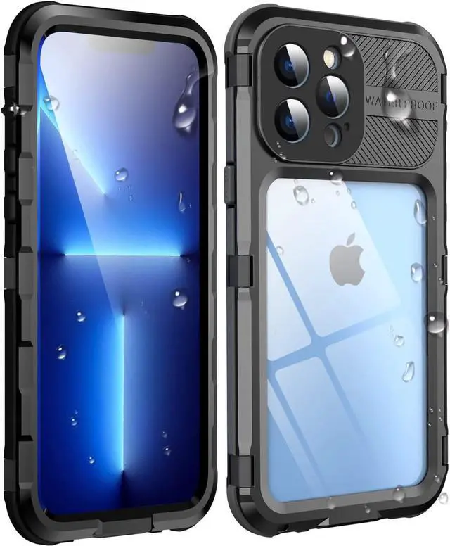 Main image of iPhone 13 Pro Max 6.7 inch Waterproof Metal Case - Built-in [Screen Protector][15FT Military Grade Shockproof][IP68 Water Proof], Full Body Aluminum Protective Dropproof Cover