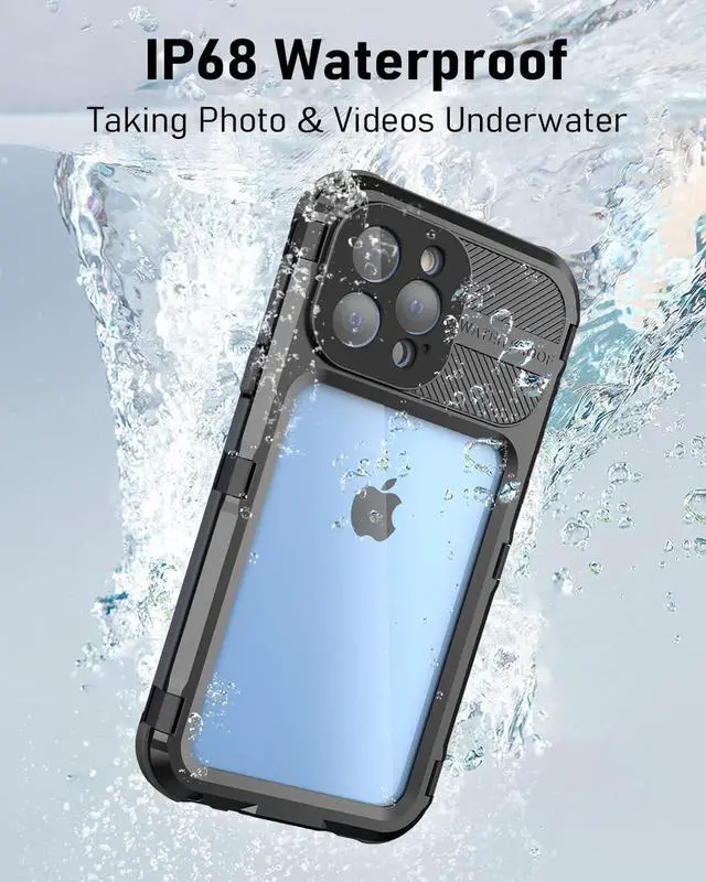 Alt view image 2 of 7 - iPhone 13 Pro Max 6.7 inch Waterproof Metal Case - Built-in [Screen Protector][15FT Military Grade Shockproof][IP68 Water Proof], Full Body Aluminum Protective Dropproof Cover
