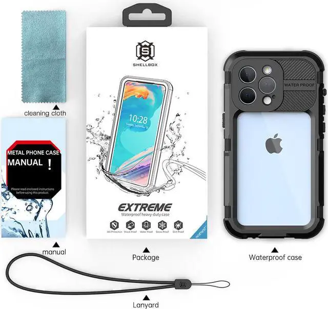 Alt view image 7 of 7 - iPhone 13 Pro 6.1 inch Waterproof Metal Case - Built-in [Screen Protector][15FT Military Grade Shockproof][IP68 Water Proof], Full Body Aluminum Protective Dropproof Cover