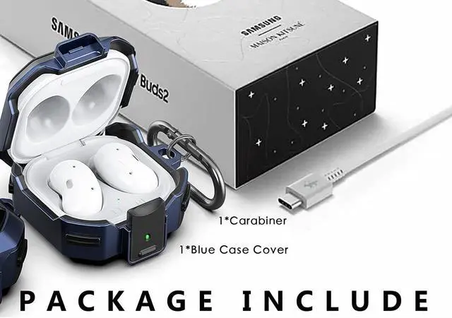 Alt view image 6 of 7 - Armor Case Cover with Secure Lock for Samsung Galaxy Buds 2 Pro Case 2022 /Galaxy Buds Pro Case 2021 /Galaxy Buds 2 Case 2021 /Galaxy Buds Live Case 2020 with Keychain Blue