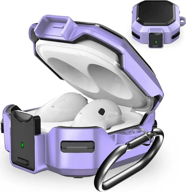 Main image of Armor Case Cover with Secure Lock for Samsung Galaxy Buds 2 Pro Case 2022 /Galaxy Buds Pro Case 2021 /Galaxy Buds 2 Case 2021 /Galaxy Buds Live Case 2020 with Keychain Purple