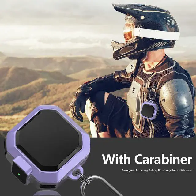 Alt view image 7 of 7 - Armor Case Cover with Secure Lock for Samsung Galaxy Buds 2 Pro Case 2022 /Galaxy Buds Pro Case 2021 /Galaxy Buds 2 Case 2021 /Galaxy Buds Live Case 2020 with Keychain Purple