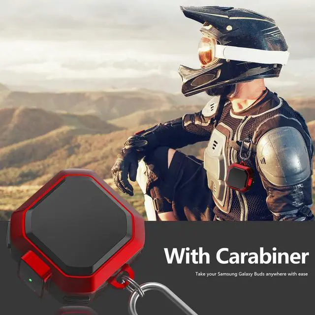 Alt view image 7 of 7 - Armor Case Cover with Secure Lock for Samsung Galaxy Buds 2 Pro Case 2022 /Galaxy Buds Pro Case 2021 /Galaxy Buds 2 Case 2021 /Galaxy Buds Live Case 2020 with Keychain Red