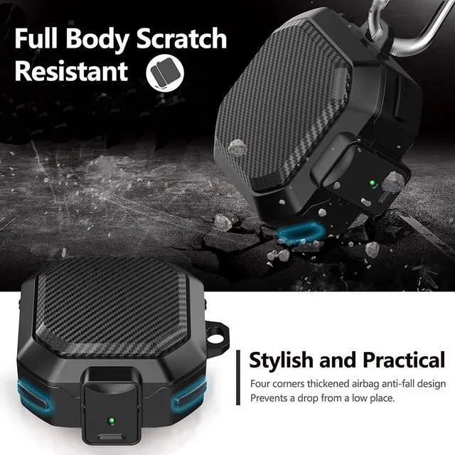 Alt view image 5 of 7 - Armor Cover for Samsung Galaxy Buds 2 Pro Case (2022) /Galaxy Buds Pro Case (2021) /Galaxy Buds 2 Case (2021) /Galaxy Buds Live Case (2020) Case, Shockproof Protective Cover with Keychain Black