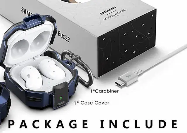 Alt view image 6 of 7 - Armor Cover for Samsung Galaxy Buds 2 Pro Case (2022) /Galaxy Buds Pro Case (2021) /Galaxy Buds 2 Case (2021) /Galaxy Buds Live Case (2020) Case, Shockproof Protective Cover with Keychain Blue