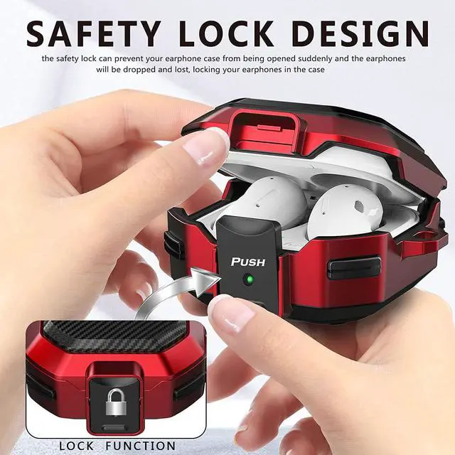 Alt view image 3 of 7 - Armor Cover for Samsung Galaxy Buds 2 Pro Case (2022) /Galaxy Buds Pro Case (2021) /Galaxy Buds 2 Case (2021) /Galaxy Buds Live Case (2020) Case, Shockproof Protective Cover with Keychai Red