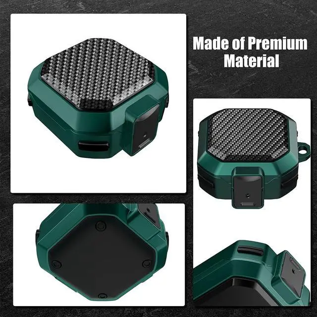Alt view image 3 of 7 - Armor Cover for Samsung Galaxy Buds 2 Pro Case (2022) /Galaxy Buds Pro Case (2021) /Galaxy Buds 2 Case (2021) /Galaxy Buds Live Case (2020) Case, Shockproof Protective Cover with Keychain Black Green