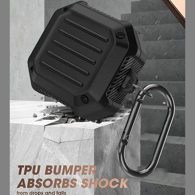 Alt view image 3 of 7 - Armor Cover for Samsung Galaxy Buds 2 Pro Case/Galaxy Bus Pro Case/Galaxy Buds 2 Skin/Galaxy Buds Live with Lock, Shockproof Protective Cover Cases with Keychain