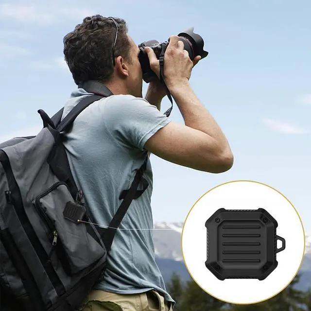 Alt view image 5 of 7 - Armor Cover for Samsung Galaxy Buds 2 Pro Case/Galaxy Bus Pro Case/Galaxy Buds 2 Skin/Galaxy Buds Live with Lock, Shockproof Protective Cover Cases with Keychain