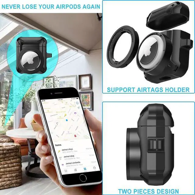 Alt view image 7 of 7 - Compatible Airpods 3 Case and AirTags Case Cover, 2 in 1 Rugged Protective Airpods 3rd Generation Case for Men Women with Keychain Shockproof Skin for Airpods 3 Gen and Airtags