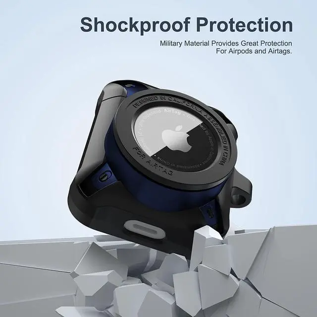 Alt view image 4 of 6 - Compatible Airpods 3 Case and AirTags Case Cover, 2 in 1 Rugged Protective Airpods 3rd Generation Case for Men Women with Keychain Shockproof Skin for Airpods 3 Gen and Airtags Blue