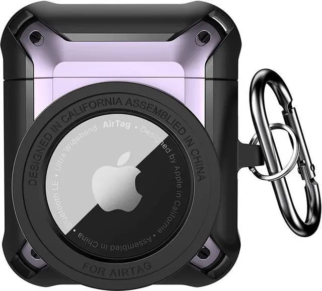 Main image of Compatible Airpods 3 Case and AirTags Case Cover, 2 in 1 Rugged Protective Airpods 3rd Generation Case for Men Women with Keychain Shockproof Skin for Airpods 3 Gen and Airtags Purple