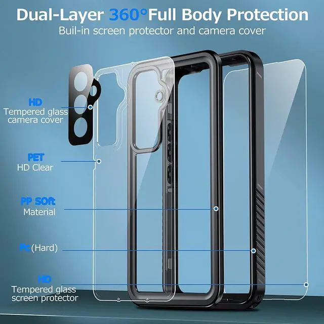 Alt view image 4 of 7 - For Samsung Galaxy A54 5G Case Waterproof, [IP68 Underwater][Built-in Screen & Lens Protector][Dustproof][Real 360] Full Body Heavy Duty Rugged Shockproof Protective Phone Case for A54 5G