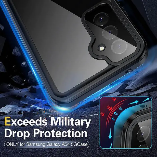 Alt view image 4 of 7 - For Samsung Galaxy A54 5G Case Waterproof, Samsung A54 5G Case with Built-in Lens &Screen Protector [Real 360][IP68 Underwater] [Full Body Heavy Duty Shockproof] Phone Case for Samsung A54 5G