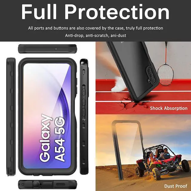 Alt view image 3 of 7 - For Samsung Galaxy A54 5G Case Waterproof with Built-in Screen Protector [IP68 Underwater] Anti-Scratched Rugged Cover [360°Full Body Heavy Duty Shockproof] Case for Samsung Galaxy A54 5G 6.4"