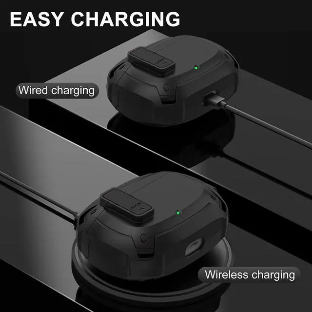 Alt view image 4 of 6 - Beats Studio Buds Case Cover 2021, Secure Lock Hard Rugged Cool Shockproof Protective Case Cover for Beats Studio Buds Wireless Earbuds Case Accessories with Keychain Carabiner for Men Women