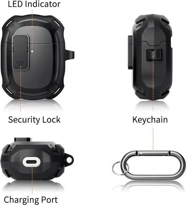 Alt view image 4 of 7 - Compatible with Google Pixel Buds A Case Cover [Front LED Visible] Shockproof Protective Case with Keychain Secure Lock Design Hard PC Case Cover for Pixel Buds A 2021