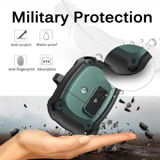 Alt view image 4 of 6 - Compatible with Google Pixel Buds 2 Case Cover [Front LED Visible] Shockproof Protective Case with Keychain Secure Lock Design Hard PC Case Cover for Pixel Buds 2 2020 Green