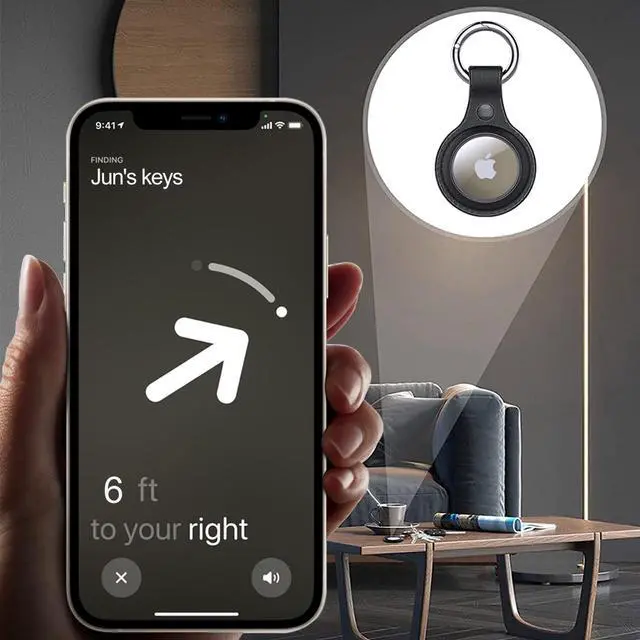 Alt view image 5 of 7 - [2 Pack] Airtag Holder Waterproof & Airtag Keychain Leather, Air Tag Case Protective Tracker with Loop Key Ring for Apple AirTags, Airtag Cover for Wallet,Luggage,Cat,Dog,Pets