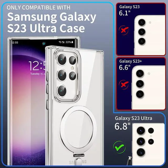 Alt view image 2 of 7 - For Samsung Galaxy S23 Ultra Case with Magnetic Invisible Stand [Compatible with Mag Safe] Shockproof Slim Translucent Matte Cases for Samsung Galaxy S23 Ultra 6.8 inch Clear