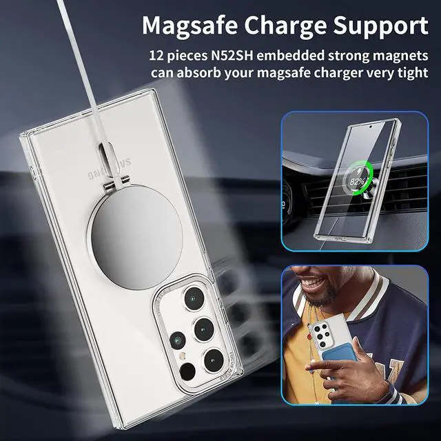 Alt view image 4 of 7 - For Samsung Galaxy S23 Ultra Case with Magnetic Invisible Stand [Compatible with Mag Safe] Shockproof Slim Translucent Matte Cases for Samsung Galaxy S23 Ultra 6.8 inch Clear