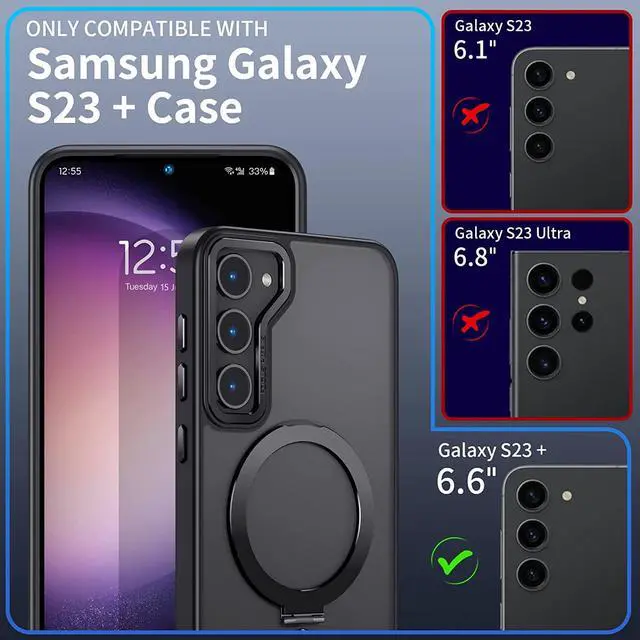 Alt view image 2 of 7 - For Samsung Galaxy S23 Plus Case with Magnetic Invisible Stand [Compatible with Mag Safe] Shockproof Slim Translucent Matte Cases for Samsung Galaxy S23 Plus 6.6 inch