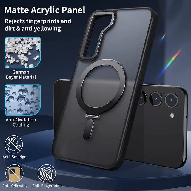 Alt view image 5 of 7 - For Samsung Galaxy S23 Plus Case with Magnetic Invisible Stand [Compatible with Mag Safe] Shockproof Slim Translucent Matte Cases for Samsung Galaxy S23 Plus 6.6 inch