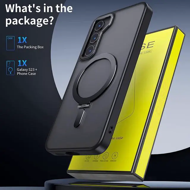 Alt view image 7 of 7 - For Samsung Galaxy S23 Plus Case with Magnetic Invisible Stand [Compatible with Mag Safe] Shockproof Slim Translucent Matte Cases for Samsung Galaxy S23 Plus 6.6 inch