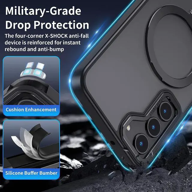 Alt view image 6 of 7 - For Samsung Galaxy S23 Plus Case with Magnetic Invisible Stand [Compatible with Mag Safe] Shockproof Slim Translucent Matte Cases for Samsung Galaxy S23 Plus 6.6 inch