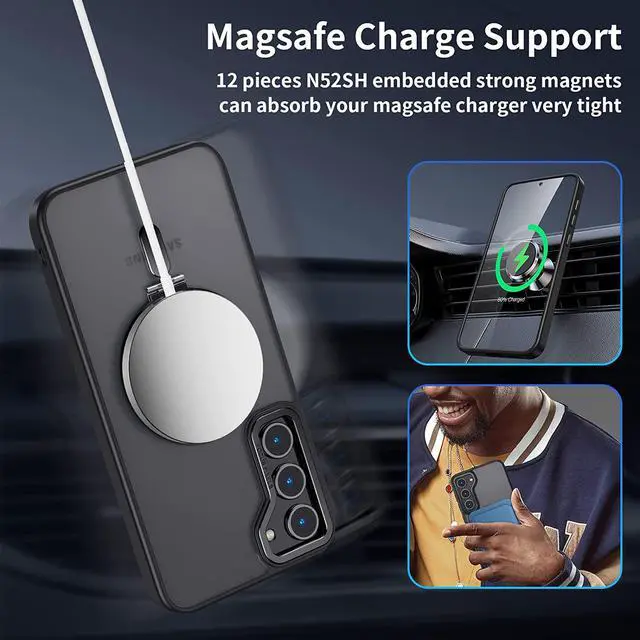 Alt view image 4 of 7 - For Samsung Galaxy S23 Plus Case with Magnetic Invisible Stand [Compatible with Mag Safe] Shockproof Slim Translucent Matte Cases for Samsung Galaxy S23 Plus 6.6 inch