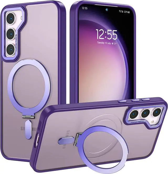 Main image of For Samsung Galaxy S23 Plus Case with Magnetic Invisible Stand [Compatible with Mag Safe] Shockproof Slim Translucent Matte Cases for Samsung Galaxy S23 Plus 6.6 inch Purple