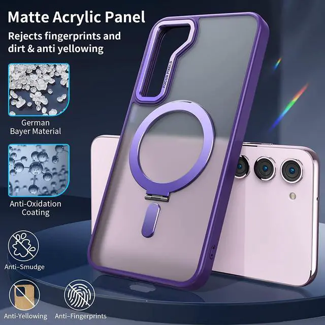 Alt view image 5 of 7 - For Samsung Galaxy S23 Plus Case with Magnetic Invisible Stand [Compatible with Mag Safe] Shockproof Slim Translucent Matte Cases for Samsung Galaxy S23 Plus 6.6 inch Purple