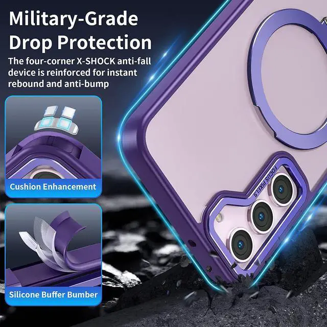 Alt view image 6 of 7 - For Samsung Galaxy S23 Plus Case with Magnetic Invisible Stand [Compatible with Mag Safe] Shockproof Slim Translucent Matte Cases for Samsung Galaxy S23 Plus 6.6 inch Purple