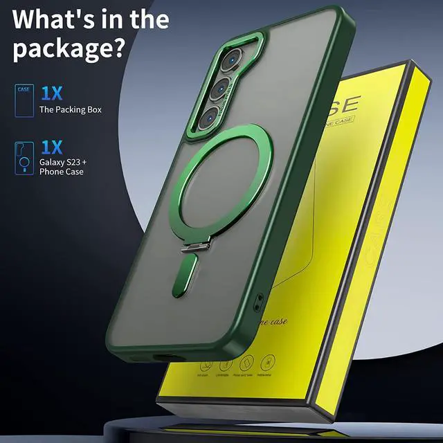 Alt view image 7 of 7 - For Samsung Galaxy S23 Plus Case with Magnetic Invisible Stand [Compatible with Mag Safe] Shockproof Slim Translucent Matte Cases for Samsung Galaxy S23 Plus 6.6 inch Green