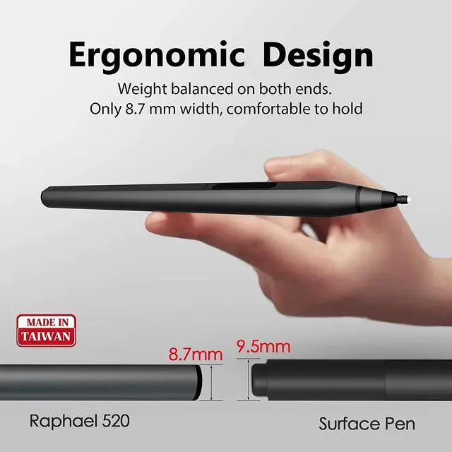 Alt view image 5 of 7 - Stylus Pen for Surface, 4096 Pressure Sensitivity, Compatible with Surface Pro 9/Pro 8/Pro 7/Pro 6/Pro 5 Pro 4/Laptop Studio/Go 3/Duo 2, First D Shape Body, Rechargeable