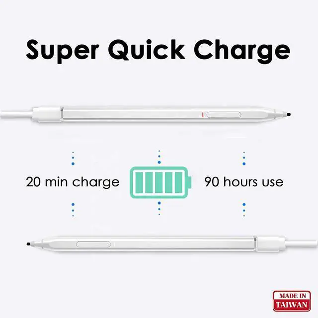 Alt view image 6 of 7 - Stylus Pen for Surface, 4096 Pressure Sensitivity, Compatible with Surface Pro 9/Pro 8/Pro 7/Pro 6/Pro 5 Pro 4/Laptop Studio/Go 3/Duo 2, First D Shape Body, Rechargeable Silver