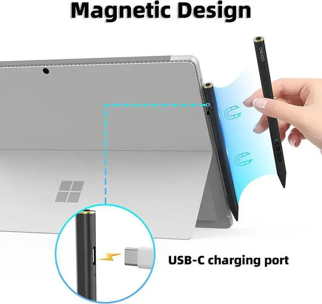 Alt view image 4 of 7 - Stylus Pen for Surface, Surface Pen with Bluetooth Remote Control & Shortcuts, 4096 Pressure Sensitivity, Magnetic Attachment, For Microsoft Surface Pro 9/8/X/7/6/5/4/3/Laptop 5/4/3/2/1/X/Book/Studio