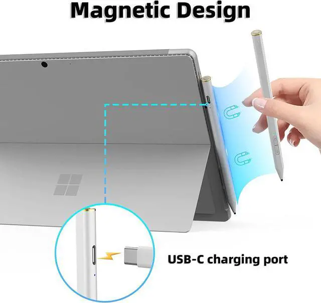 Alt view image 4 of 7 - Stylus Pen for Surface, Surface Pen with Bluetooth Remote Control & Shortcuts, 4096 Pressure Sensitivity, Magnetic Attachment, For Microsoft Surface Pro 9/8/X/7/6/5/4/3/Laptop 5/4/3/2/1/X/Book/Studio