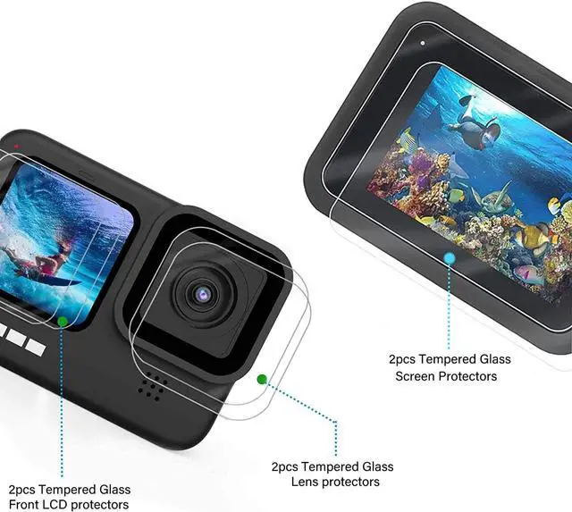 Alt view image 2 of 7 - [9pcs] Hero 11 10 9 Screen Protector for GoPro Hero 12 11 10 9 Black, Ultra Clear Tempered Glass Screen Protector + Tempered Glass Lens Protector + Tempered Glass Front LCD Display Film