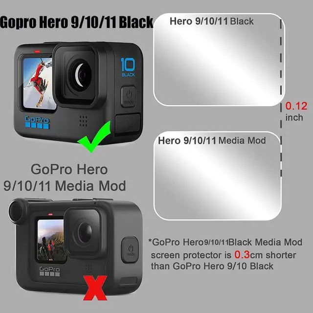 Alt view image 2 of 7 - Screen Protector for GoPro Hero 12/11/10 / 9 Black, Ultra lear Tempered Glass Back Screen Protector + Tempered Glass Lens Protector+Tempered Glass Front Screen Protector+Lens Cover - 2 Packs